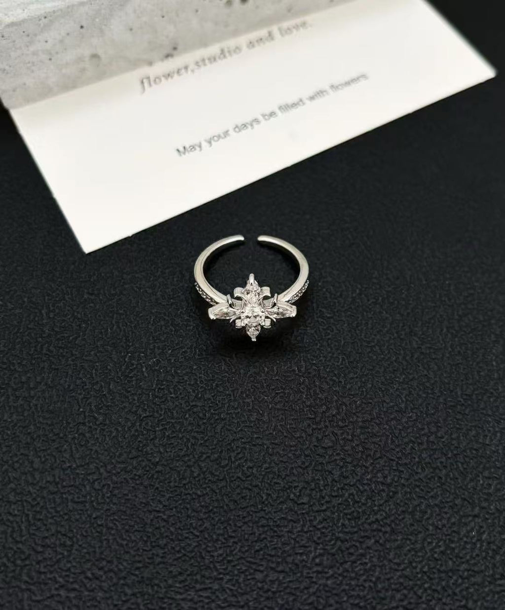 Handmade Adjustable Floral Open Ring