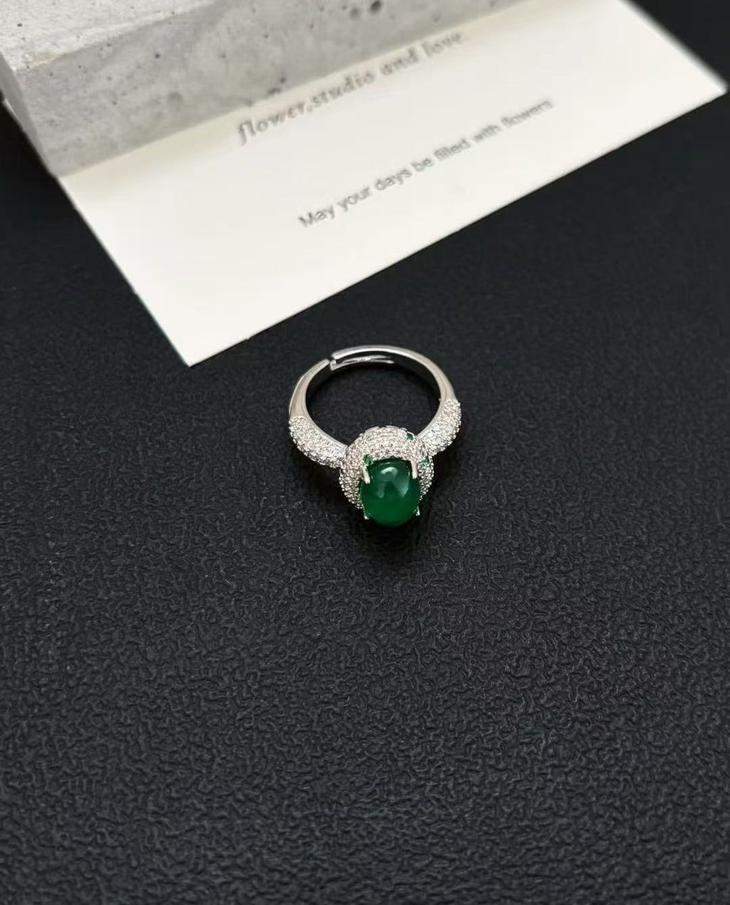 Handmade Adjustable Floral Open Ring