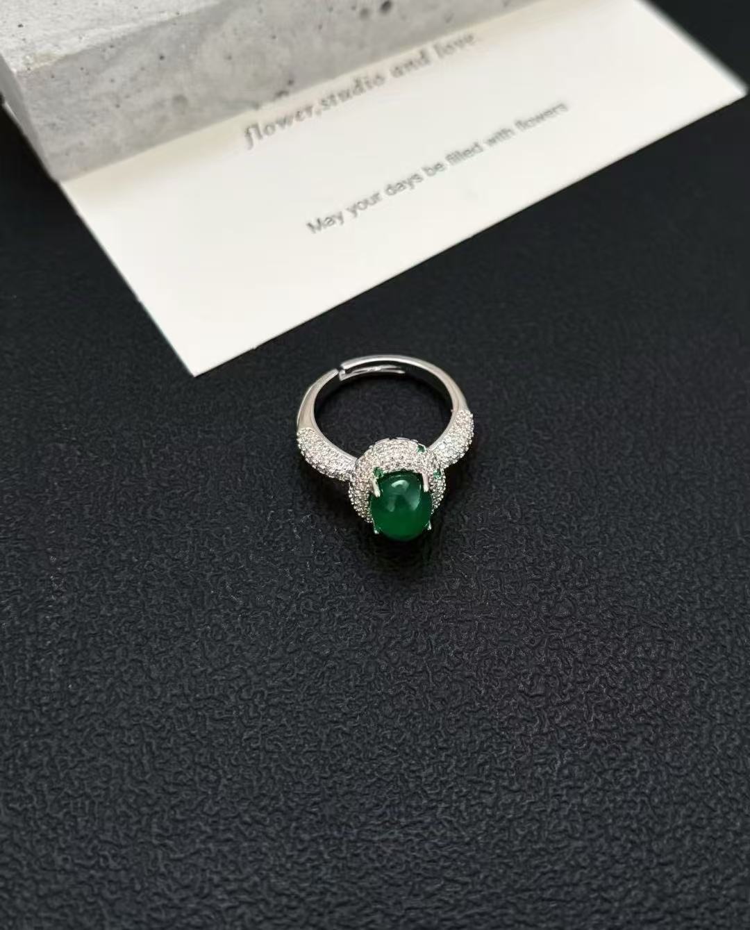 Handmade Adjustable Floral Open Ring
