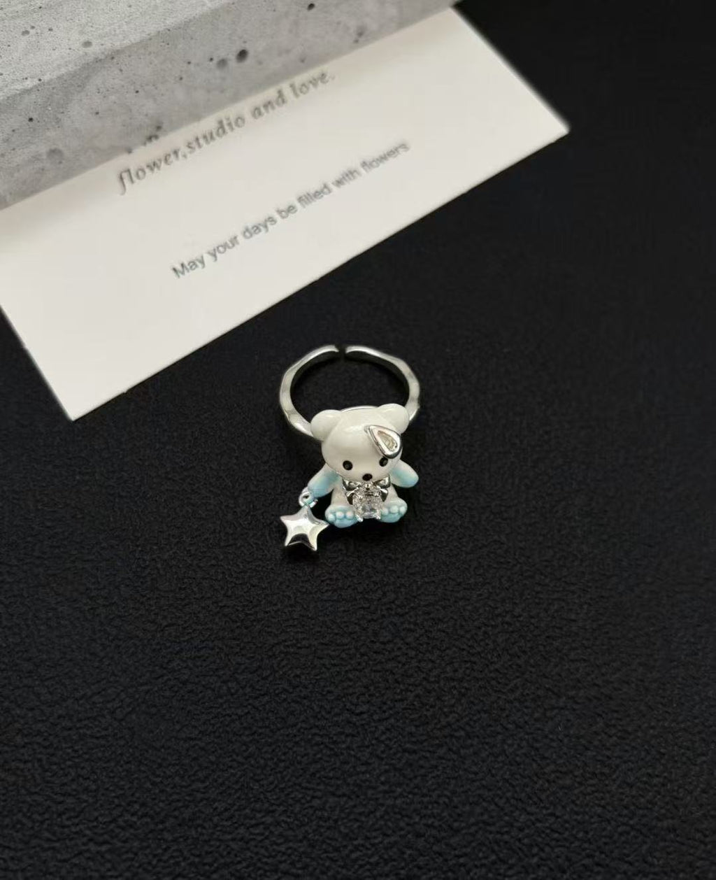 Handmade Adjustable Floral Open Ring