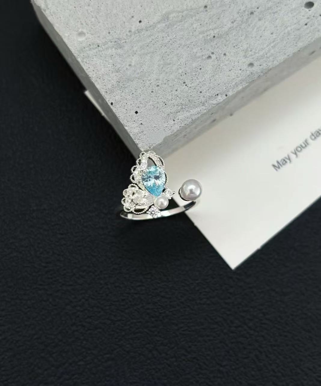Handmade Adjustable Floral Open Ring