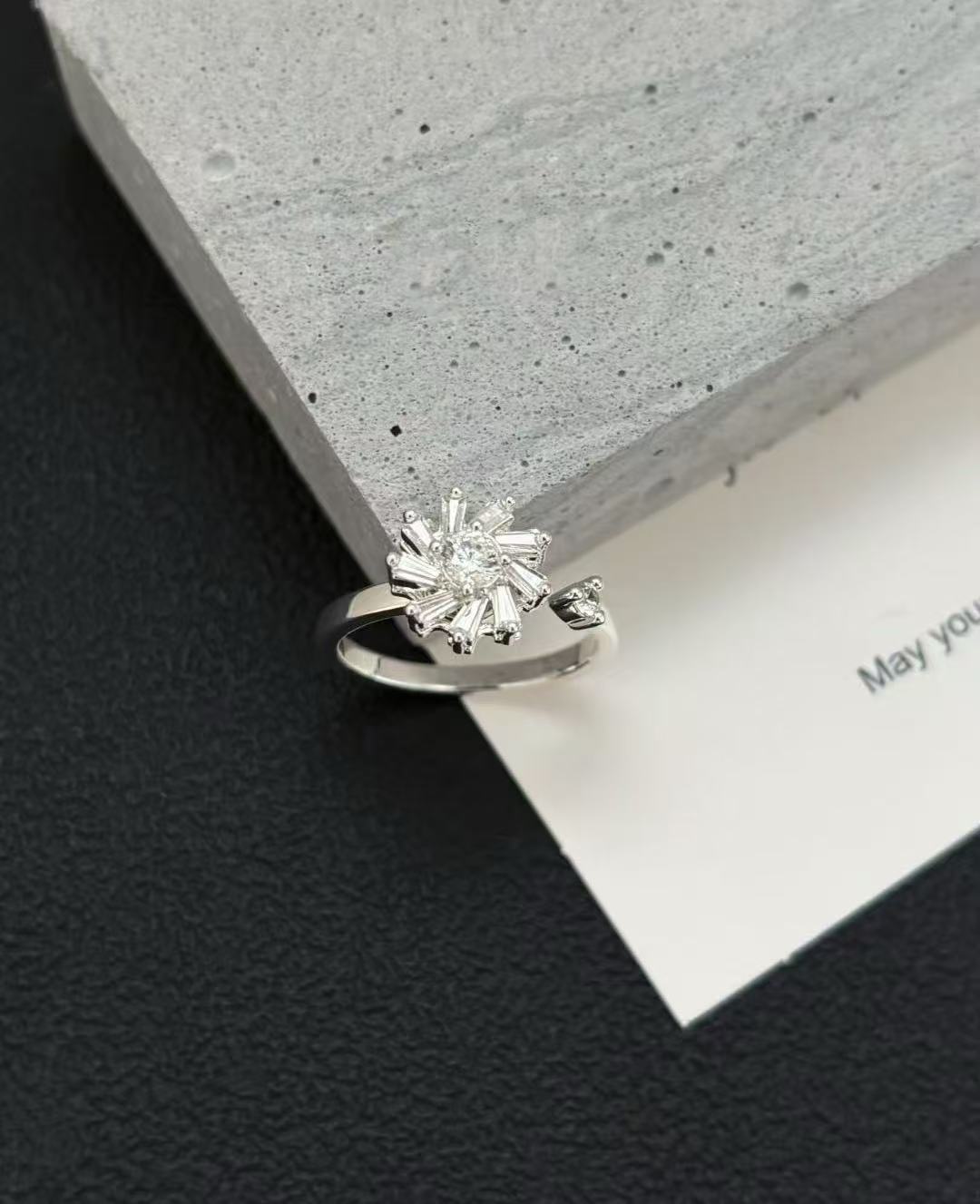Handmade Adjustable Floral Open Ring