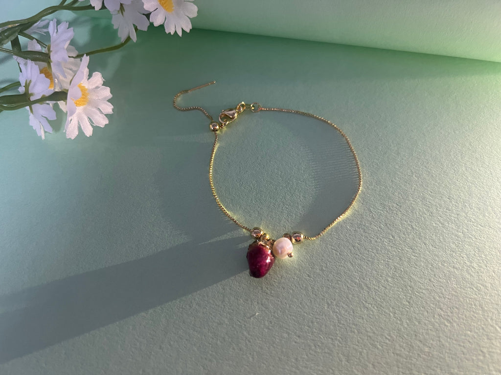 Dried Rose Pearl Gold Adjustable Bracelet