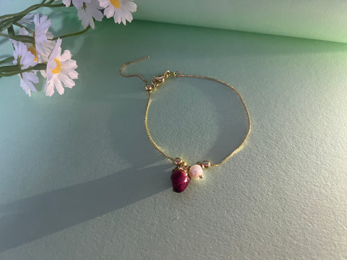 Dried Rose Pearl Gold Adjustable Bracelet