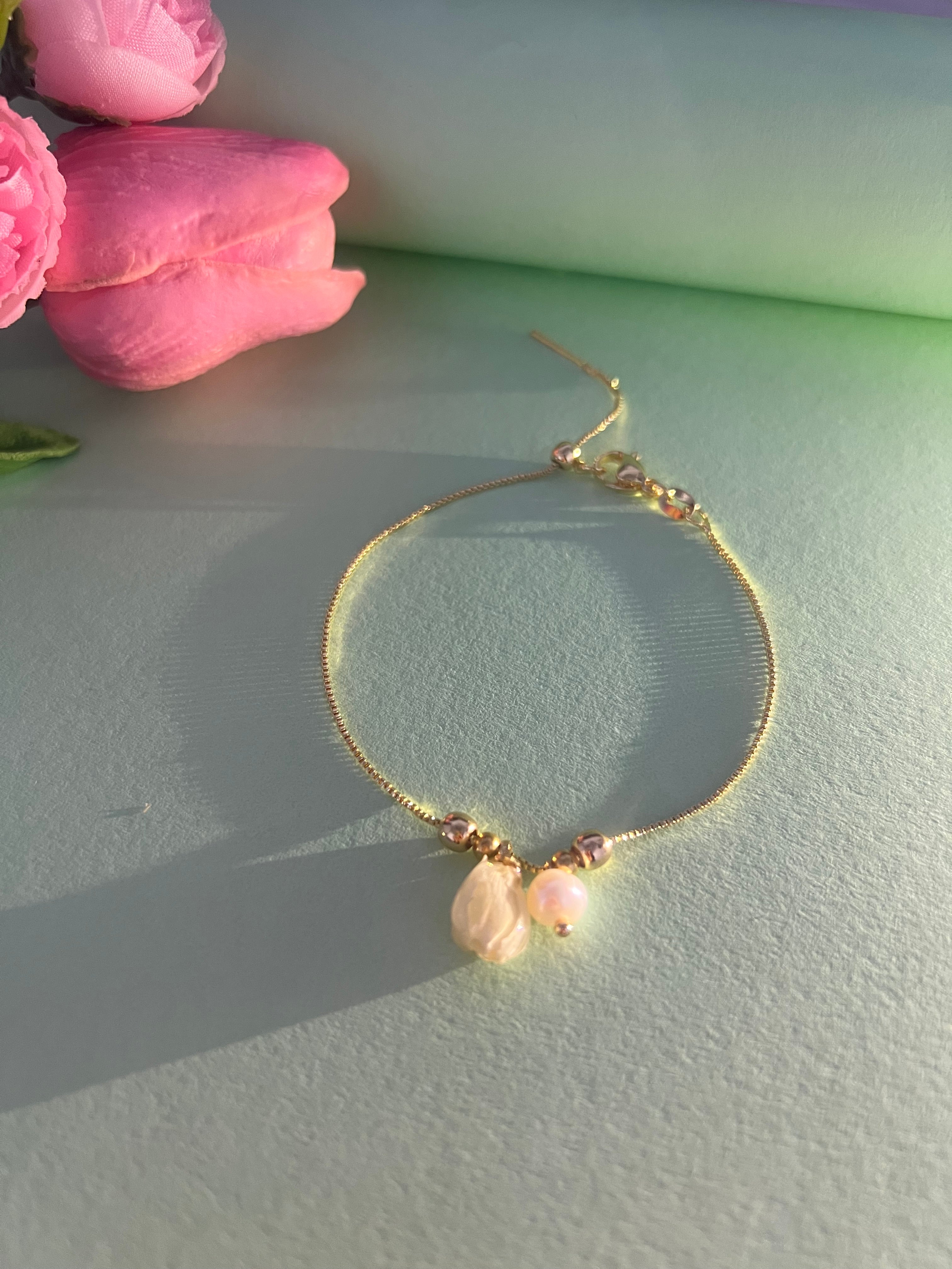 Floral Pearl Gold Chain Bracelet DIY Jewelry Accessories
